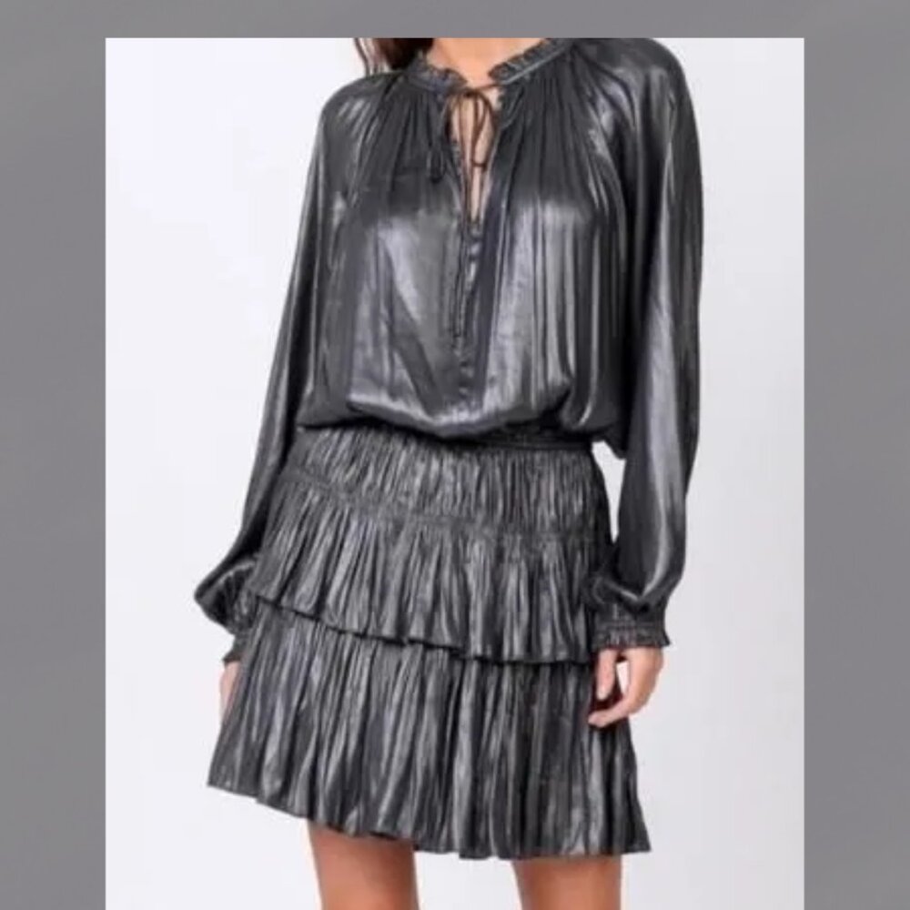 Current Air LA Metallic Ruffle Dress – Sz S/M – NWT